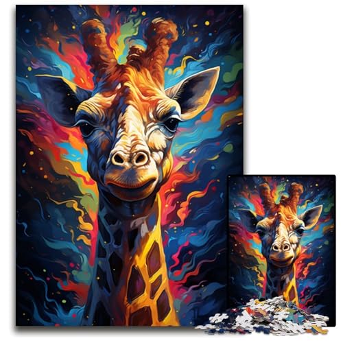 Malen und Malen Giraffen-Puzzle 1000 Teile für Erwachsene Holzpuzzle anspruchsvolles Denkspiel für Teenager Spaß für den Familienspielabend 1000 Teile (75x50cm) von ouynngjing