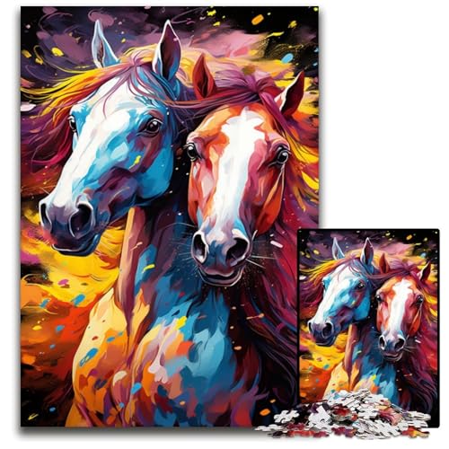 Malen und Malen Pferde-Puzzle 1000 Teile für Erwachsene Papierpuzzle anspruchsvolles Denkspiel für Teenager Spaß für den Familienspielabend 1000 Teile (38x26cm) von ouynngjing