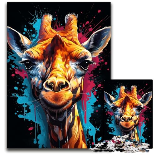 Malen und Malen mit Giraffen-Motiv 1000 Teile Puzzle für Erwachsene Papierpuzzle für Erwachsene anspruchsvolles Denkspiel entspannendes Spielzeug für Teenager 1000 Teile (38x26cm) von ouynngjing