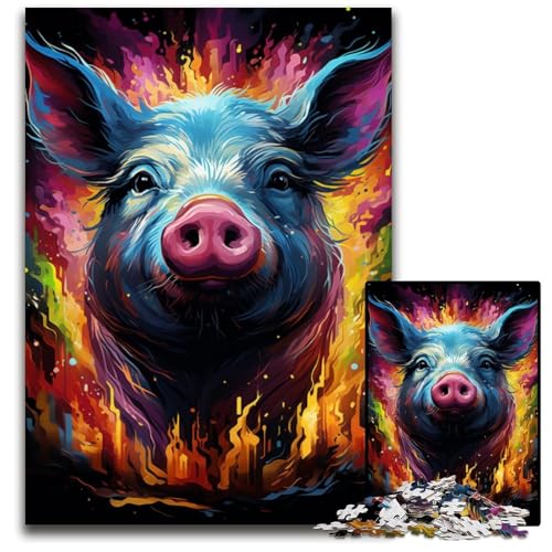 Malen und Malen mit Schweinchen 1000 Teile Puzzle für Erwachsene Papierpuzzle für Erwachsene anspruchsvolles Denkspiel entspannendes Spielzeug für Teenager 1000 Teile (38x26cm) von ouynngjing