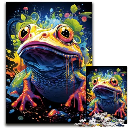 Malen und Malen: Frosch-Puzzle 1000 Teile für Erwachsene anspruchsvolle Puzzles Lernspielzeug für Jugendliche Heimbüro-Dekoration 1000 Teile (38x26cm) von ouynngjing