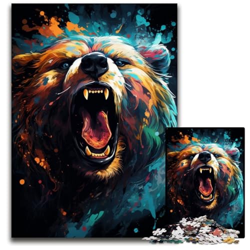 Malen von bunten Bären Kunst-Puzzles für Erwachsene 1000 Teile Holz-Puzzles für Erwachsene zur Heimdekoration ideales Weihnachts- und Neujahrsgeschenk für Teenager 1000 Teile (75x50cm) von ouynngjing