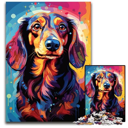 Malen von bunten Dackel-Puzzles für Erwachsene 1000 Teile Holzpuzzles für Erwachsene zur Heimdekoration ideales Weihnachts- und Neujahrsgeschenk für Teenager 1000 Teile (75x50cm) von ouynngjing