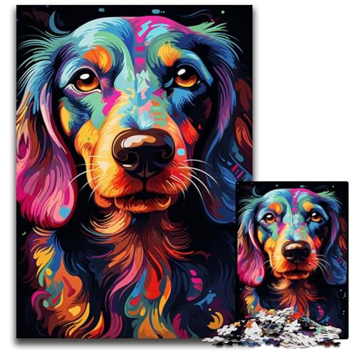 Malen von bunten Dackel-Puzzles für Erwachsene 1000 Teile Puzzle für Erwachsene DIY-Kunstwerk 1000 Teile (38x26cm) von ouynngjing