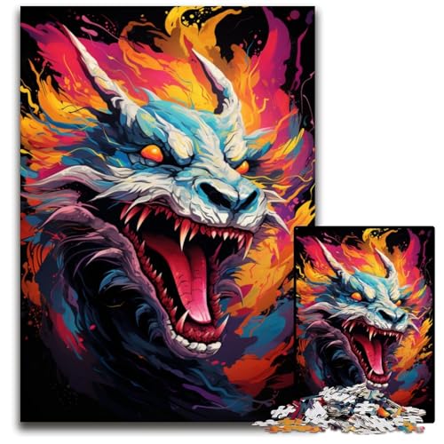 Malen von bunten Drachen 1000-teiliges Puzzle für Erwachsene Holzpuzzle für Erwachsene anspruchsvolles Denkspiel entspannendes Spielzeug für Teenager 1000 Teile (75x50cm) von ouynngjing