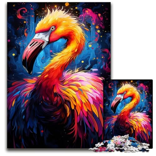 Malen von bunten Flamingos Puzzle für Erwachsene 1000 Teile Papierpuzzle Geburtstage und Feiertage 1000 Teile (38x26cm) von ouynngjing