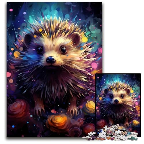 Malen von bunten Igeln 1000-teiliges Puzzle für Erwachsene Papierpuzzle für Erwachsene anspruchsvolles Denkspiel entspannendes Spielzeug für Teenager 1000 Teile (38x26cm) von ouynngjing