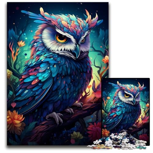 Malen von bunten Planeten-Eulen-Puzzles 1000 Teile für Erwachsene Holzpuzzle anspruchsvolles Denkspiel für Teenager unterhaltsames interaktives Spiel für die ganze Familie 1000 Teile (75x50cm) von ouynngjing