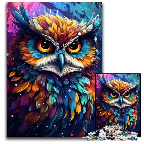 Malen von bunten Planeten-Eulen-Puzzles für Erwachsene 1000 Teile Holzpuzzles für Erwachsene zur Heimdekoration ideales Weihnachts- und Neujahrsgeschenk für Teenager 1000 Teile (75x50cm) von ouynngjing