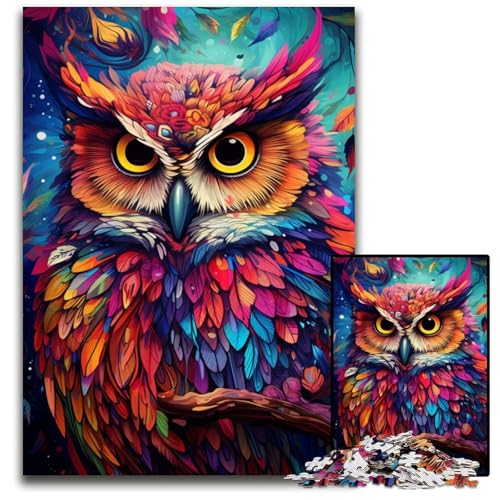 Malen von bunten Planeten-Eulen-Puzzles für Erwachsene 1000-teiliges Holzpuzzle Geburtstage und Feiertage 1000 PCS (75x50cm) von ouynngjing