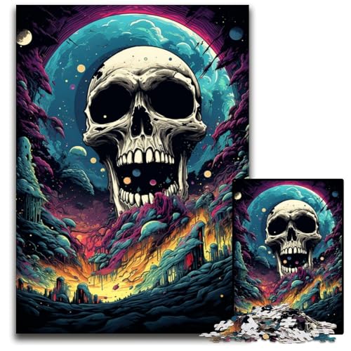 Malen von bunten Planeten-Totenkopf-Puzzles 1000 Teile für Erwachsene anspruchsvolle Puzzles Lernspielzeug für Teenager Heimbüro-Dekoration 1000 PCS (75x50cm) von ouynngjing