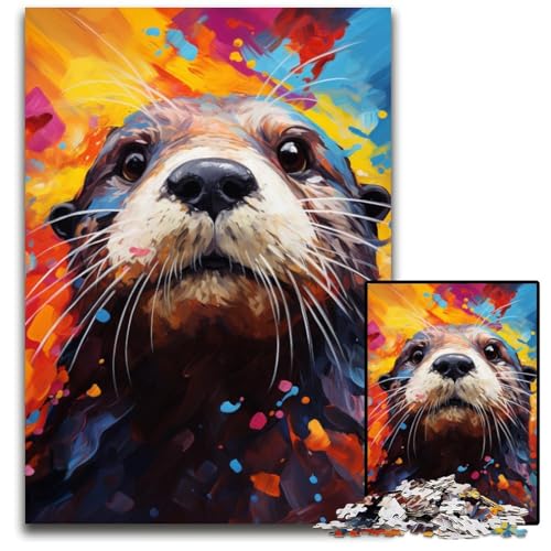 Malen von bunten Seeotter-Puzzles 1000 Teile für Erwachsene anspruchsvolle Puzzles Lernspielzeug für Teenager Heimbüro-Dekoration 1000 PCS (38x26cm) von ouynngjing