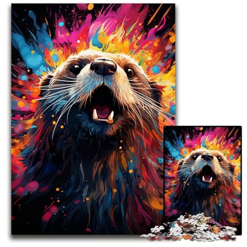 Malen von bunten Seeottern 1000-teiliges Puzzle für Erwachsene Papierpuzzle perfekt für Halloween Weihnachten Geburtstagsgeschenk 1000 PCS (38x26cm) von ouynngjing
