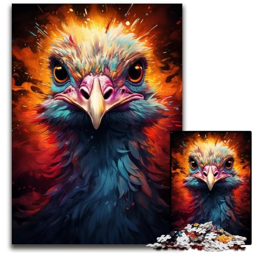 Malen von bunten Straußen-Puzzles 1000 Teile für Erwachsene anspruchsvolle Puzzles Lernspielzeug für Teenager Heimbüro-Dekoration 1000 PCS (38x26cm) von ouynngjing