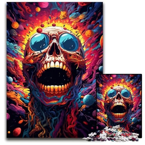 Malen von bunten Totenkopf-Puzzles für Erwachsene 1000 Teile Puzzle für Erwachsene DIY-Kunstwerk 1000 Teile (38x26cm) von ouynngjing