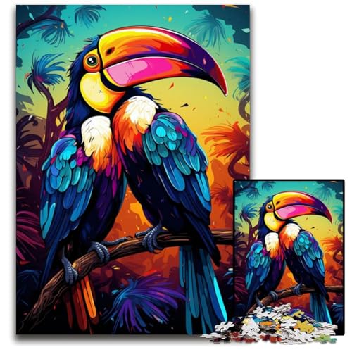 Malen von bunten Tukanen 1000-teiliges Puzzle für Erwachsene Papierpuzzle perfekt für Halloween Weihnachten Geburtstagsgeschenk 1000 PCS (38x26cm) von ouynngjing