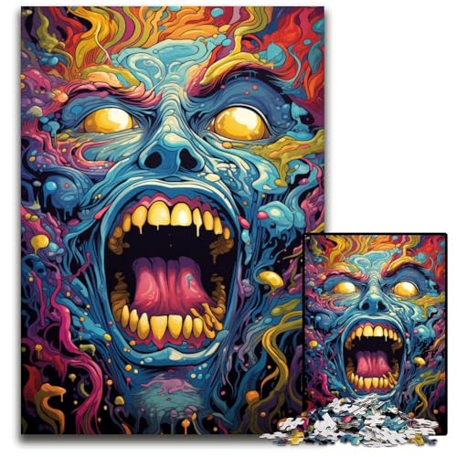 Malen von bunten Zombies Puzzle 1000 Teile für Erwachsene anspruchsvolle Puzzles Lernspielzeug für Teenager Heimbüro-Dekor 1000 PCS (75x50cm) von ouynngjing