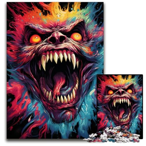 Malen von bunten bösen Dämonen 1000-teiliges Puzzle für Erwachsene Papierpuzzle für Erwachsene anspruchsvolles Denkspiel entspannendes Spielzeug für Teenager 1000 Teile (38x26cm) von ouynngjing