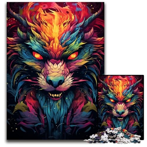 Mysteriöses Gemälde-Drachen-Puzzle 1000 Teile für Erwachsene Holzpuzzle anspruchsvolles Denkspiel für Teenager unterhaltsames interaktives Spiel für die ganze Familie 1000 Teile (75x50cm) von ouynngjing