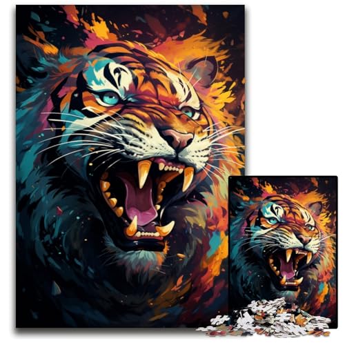 Mysteriöses Tiger-Malpuzzle mit 1000 Teilen für Erwachsene Holzpuzzle anspruchsvolles Denkspiel für Teenager Spaß für den Familienspielabend 1000 Teile (75x50cm) von ouynngjing