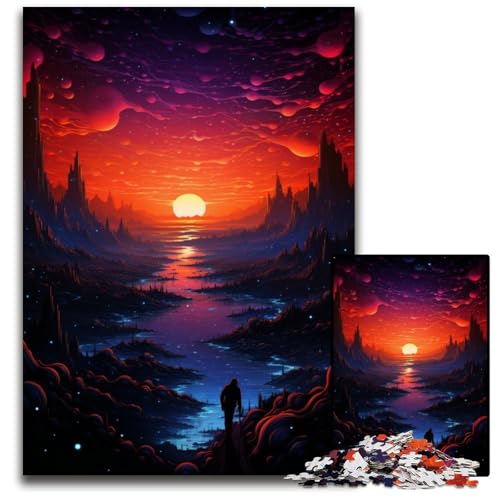 Nachtansicht unter dem Sternenhimmel Puzzle 1000 Teile für Erwachsene Holzpuzzle anspruchsvolles Denkspiel für Teenager Familienspaß interaktives Spiel 1000 Teile (75x50cm) von ouynngjing