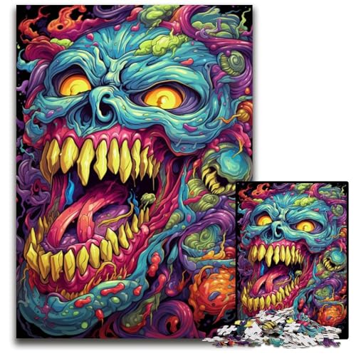 Neonmonster farbenfrohes psychedelisches Puzzle mit 1000 Teilen für Erwachsene Papierpuzzle perfekt für Halloween Weihnachten Geburtstagsgeschenk 1000 Teile (38x26cm) von ouynngjing