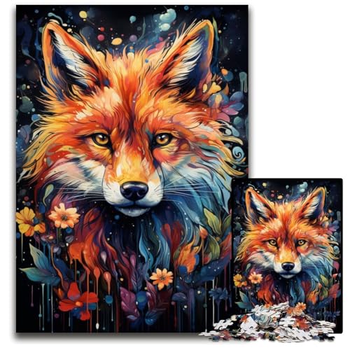 Painting Color Fox 1000-teiliges Puzzle für Erwachsene Papierpuzzle für Erwachsene anspruchsvolles Denkspiel entspannendes Spielzeug für Teenager 1000 Teile (38x26cm) von ouynngjing