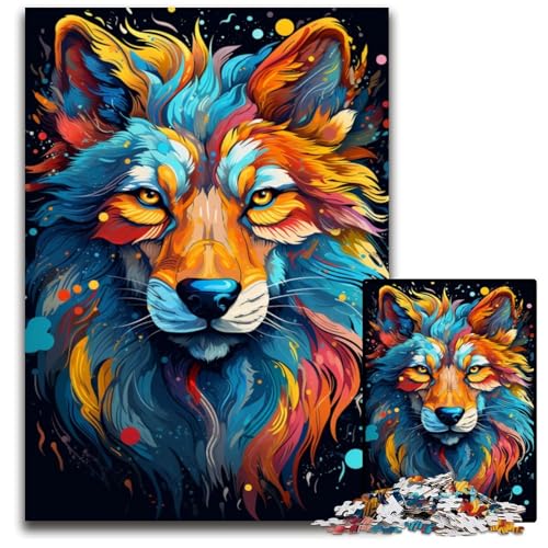 PaintingColorWolfArt 1000-teiliges Puzzle für Erwachsene Holzpuzzle für Erwachsene anspruchsvolles Denkspiel entspannendes Spielzeug für Teenager 1000 Teile (75x50cm) von ouynngjing