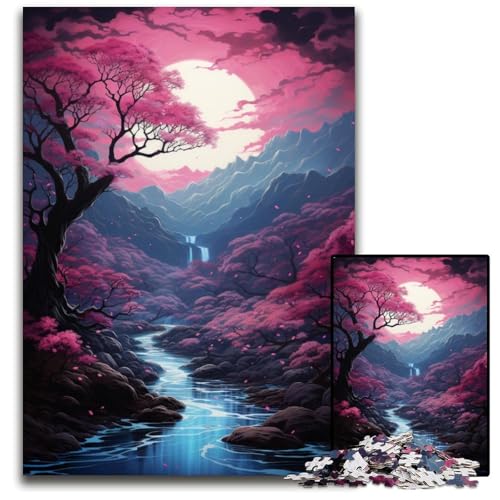 Pink Forest 1000-teiliges Puzzle für Erwachsene Papierpuzzle perfekt für Halloween Weihnachten Geburtstagsgeschenk 1000 Teile (38x26cm) von ouynngjing