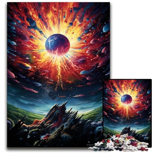 Planet Explosion Puzzles 1000 Teile für Erwachsene Holzpuzzles anspruchsvolle Denksportaufgabe für Teenager Familienspaß interaktives Spiel 1000 Teile (75x50cm) von ouynngjing