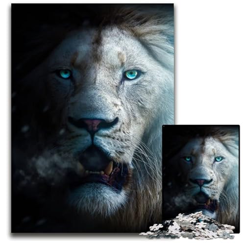 Poster mit weißem Löwengesicht Puzzle für Erwachsene 1000 Teile unmögliche Puzzles für Erwachsene für Reiseliebhaber und Paare anspruchsvolles Spielzeug 1000 Teile (75 x 50 cm) von ouynngjing