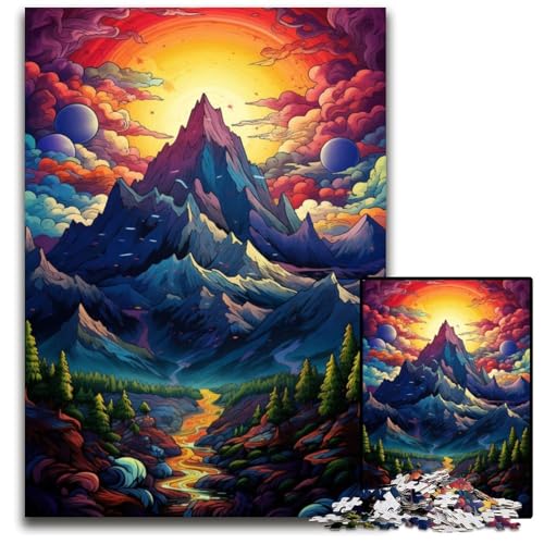 Psychedelic Alps 1000-teiliges Puzzle für Erwachsene Papierpuzzle für Erwachsene anspruchsvolles Denkspiel entspannendes Spielzeug für Teenager 1000 Teile (38x26cm) von ouynngjing