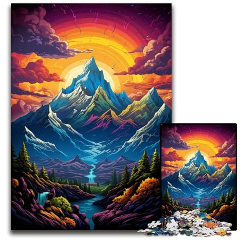 Psychedelic Alps Puzzles 1000 Teile für Erwachsene Holzpuzzles anspruchsvolle Denksportaufgabe für Teenager Familienspaß interaktives Spiel 1000 Teile (75x50cm) von ouynngjing