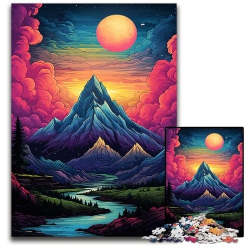 Psychedelic Alps Puzzles 1000 Teile für Erwachsene Holzpuzzles anspruchsvolle Denksportaufgabe für Teenager Familienspaß interaktives Spiel 1000 Teile (75x50cm) von ouynngjing