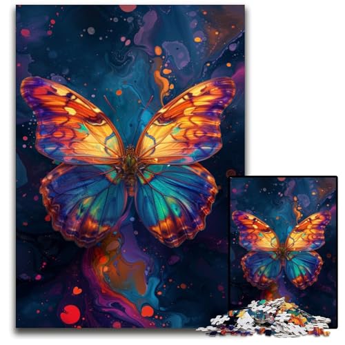Psychedelischer Schmetterling 1000-teiliges Puzzle für Erwachsene Holzpuzzle perfekt für Halloween Weihnachten Geburtstagsgeschenk 1000 Teile (75x50cm) von ouynngjing