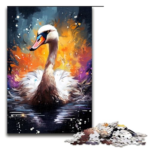 Puzzle „Bunter Fantasieschwan“ 1000 Teile Holzpuzzle für Erwachsene und Kinder ab 12 Jahren Familienspaß-Puzzle 1000 Teile (75 x 50 cm) von ouynngjing