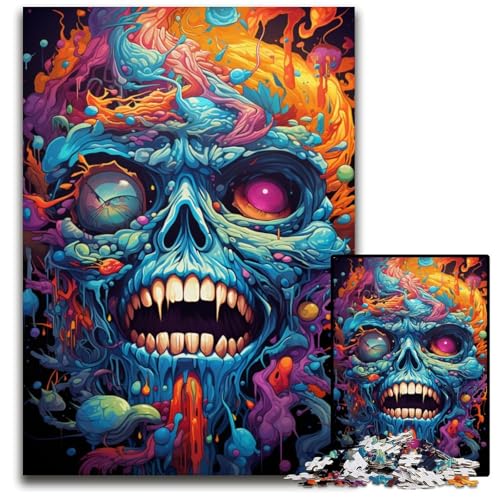 Puzzle 1000 Teile Malen eines bunten Totenkopfs schwierige Puzzles anspruchsvolles Denkspiel für Teenager unterhaltsames interaktives Spiel für die ganze Familie 1000 Teile (38x26cm) von ouynngjing