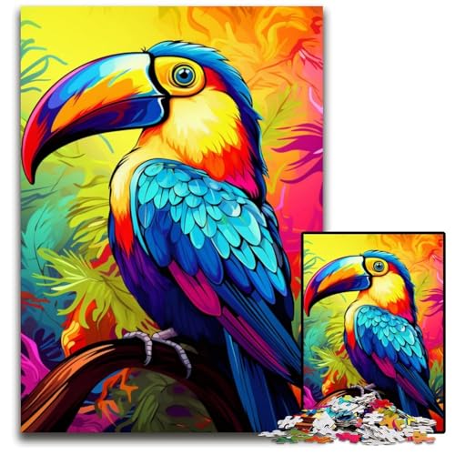 Puzzle 1000 Teile Malen eines bunten Tukans schwierige Puzzles anspruchsvolles Denkspiel für Teenager unterhaltsames interaktives Spiel für die ganze Familie 1000 Teile (38x26cm) von ouynngjing