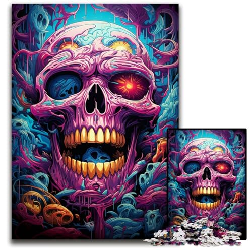 Puzzle 1000 Teile Malen von bunten Totenköpfen schwierige Puzzles anspruchsvolles Denkspiel für Teenager unterhaltsames interaktives Spiel für die ganze Familie 1000 Teile (75x50cm) von ouynngjing