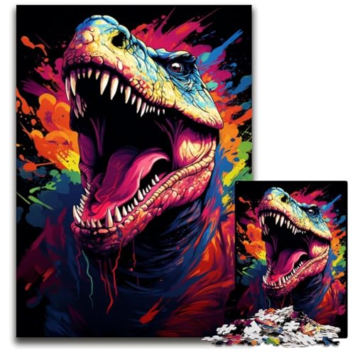 Puzzle 1000 Teile Wilde Bunte Dinosaurier Holzpuzzle für Erwachsene Geburtstage Feiertage am besten für Weihnachten 1000 Teile (38 x 26 cm) von ouynngjing