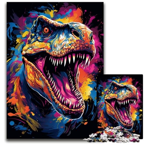 Puzzle 1000 Teile Wilde Bunte DinosaurierPuzzles für Erwachsene zur Heimdekoration ideales Weihnachts und Neujahrsgeschenk für Teenager 1000 PCS (38 x 26 cm) von ouynngjing