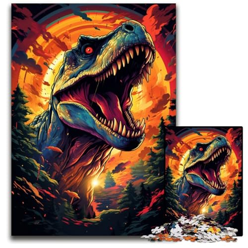 Puzzle 1000 Teile Wilde Bunte DinosaurierPuzzles für Erwachsene zur Heimdekoration ideales Weihnachts und Neujahrsgeschenk für Teenager 1000 PCS (75 x 50 cm) von ouynngjing