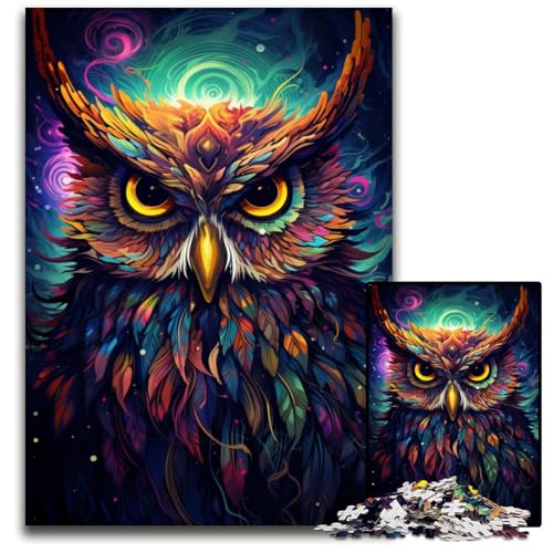 Puzzle 1000 Teile Zukunft Bunte psychedelische Eule interaktives Familienspiel DIY Heimdekoration GehirnHerausforderung Geschenk 1000 Teile (75 x 50 cm) von ouynngjing