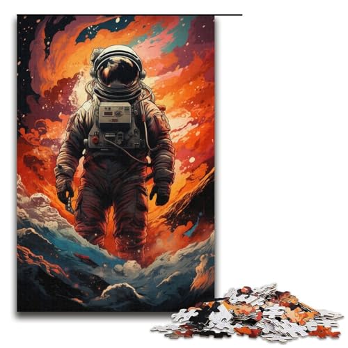 Puzzle 1000 Teile für Erwachsene Astronauten Spielen im farbenfrohen Weltraum-Puzzle praktisches Spiel einzigartige Heimdekoration und Geschenke 1000 PCS (38 x 26 cm) von ouynngjing