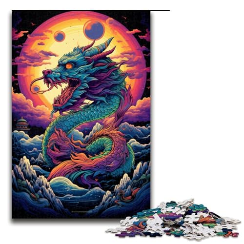 Puzzle 1000 Teile für Erwachsene Chinesisches Drachenpuzzle praktisches Spiel einzigartige Heimdekoration und Geschenke 1000 PCS (75 x 50 cm) von ouynngjing
