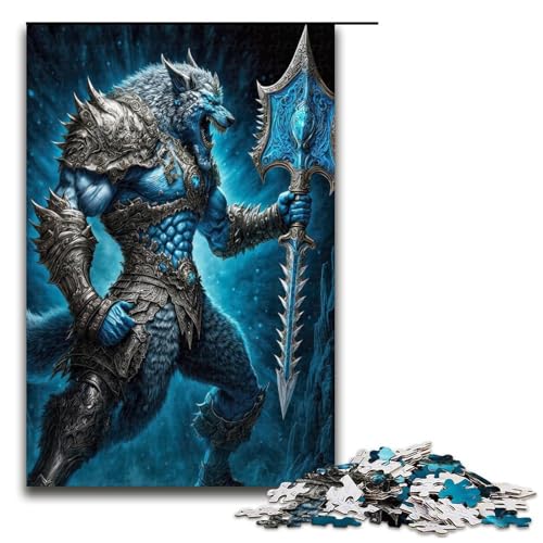 Puzzle 1000 Teile für Erwachsene Eiswolf Krieger Puzzle Spiel zum Anfassen einzigartige Heimdekoration und Geschenke 1000 PCS (75 x 50 cm) von ouynngjing