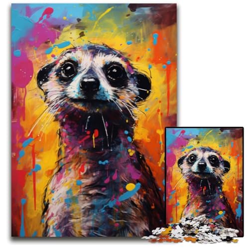 Puzzle 1000 Teile für Erwachsene Erdmännchen buntes Holzpuzzle Lernspielzeug für Teenager HeimbüroDekor 1000 PCS (75 x 50 cm) von ouynngjing