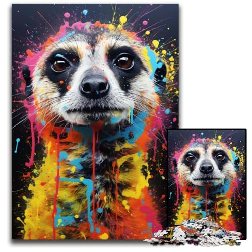 Puzzle 1000 Teile für Erwachsene Erdmännchen buntes Holzpuzzle für Erwachsene anspruchsvolles Denkspiel entspannendes Spielzeug für Teenager 1000 Teile (38 x 26 cm) von ouynngjing