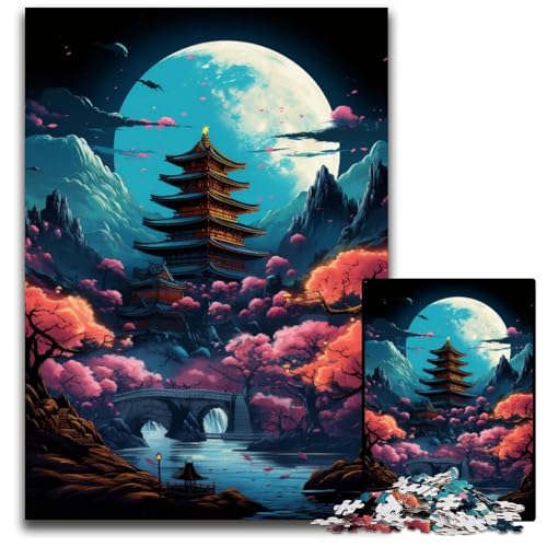 Puzzle 1000 Teile für Erwachsene FantasiePuzzle mit japanischer Pagode Holzpuzzle für Erwachsene anspruchsvolles Denkspiel entspannendes Spielzeug für Teenager 1000 Teile (38 x 26 cm) von ouynngjing