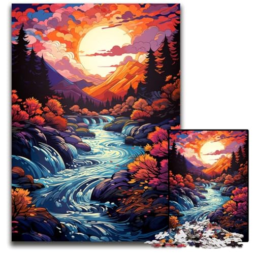Puzzle 1000 Teile für Erwachsene Fantasielandschaft unter Sonnenuntergang Holzpuzzle Lernspielzeug für Teenager HeimbüroDekor 1000 PCS (75 x 50 cm) von ouynngjing